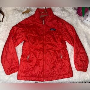Patagonia Primaloft Nano Puff Orange Red Light Puffer Jacket Kids Sz s (7/8)